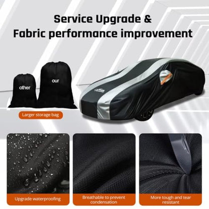 Waterproof Car Cover with Silver Stripe Design