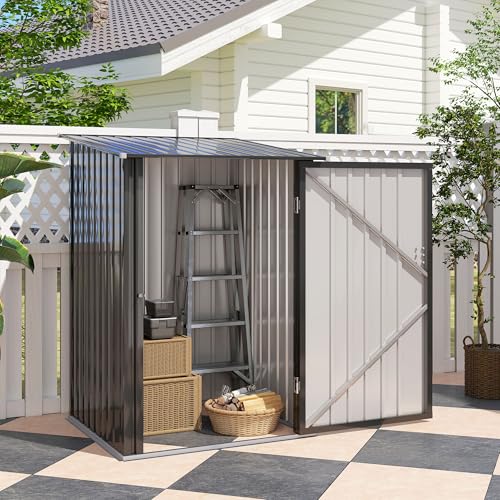 3.3' x 3.4' Outdoor Storage Shed Sloping Roof Lockable Door Gray