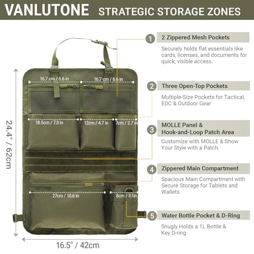 Tactical Car Seat Organizer with Multiple Pockets