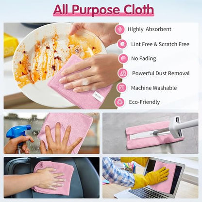Pink Microfiber Cleaning Cloth (8 Count)