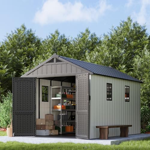 8x12 FT Resin Outdoor Storage Shed with Floor