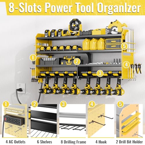 Power Tool Organizer Wall Mount with Charging Station