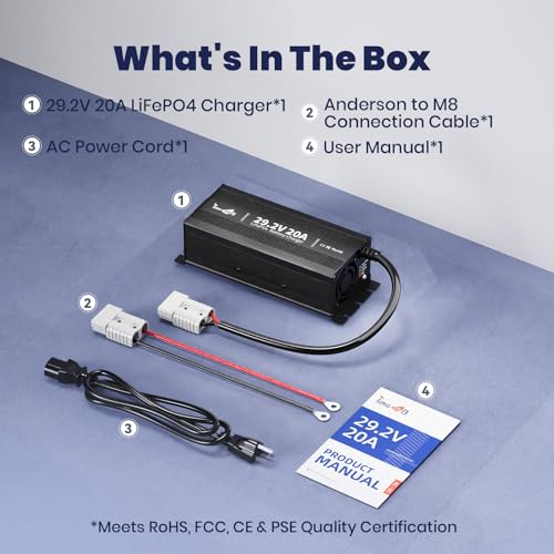 24V 20A Mini LiFePO4 Lithium Battery Charger with LED Indicators