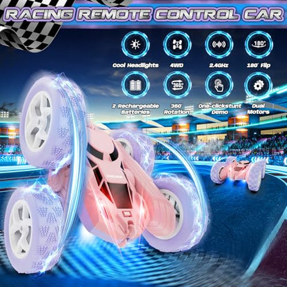 Pink Purple RC Stunt Car for Kids