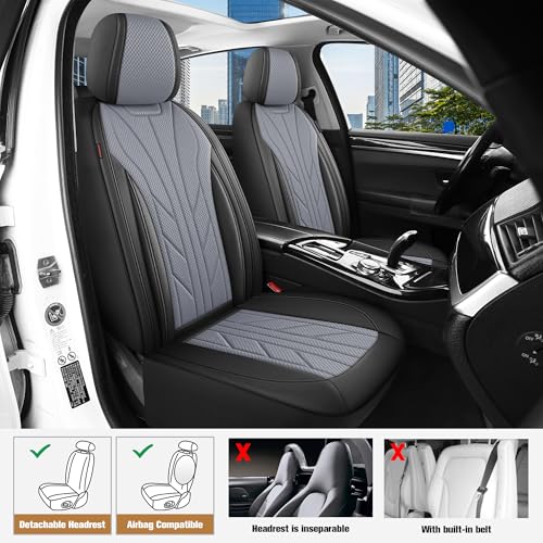 Luxury Faux Leather&Fabric Car Seat Covers Full Set with Breathable 3D Foam Back Support (5 Count)