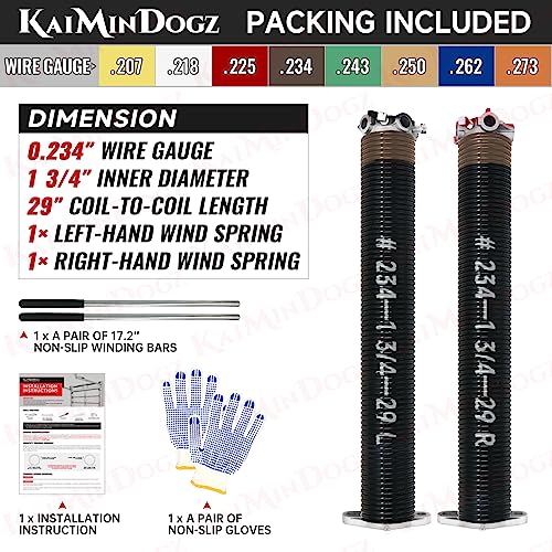 Pair of 1.75" Garage Door Torsion Springs Set with Non