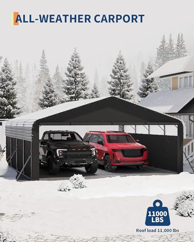 20x20 ft Metal Carport Enclosed