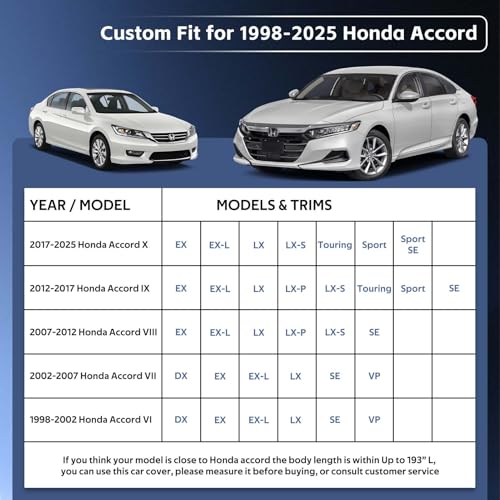 10 Layers Car Cover Custom Fit for Honda Accord