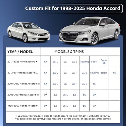 10 Layers Car Cover Custom Fit for Honda Accord