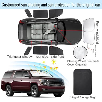 Window Shades for Chevrolet Chevy Suburban 2015 (7 Count)