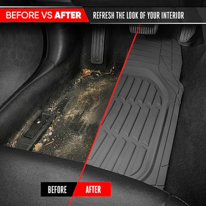 MotorTrend FlexTough Gray Car Floor Mats Rubber All Weather Automotive 2pc