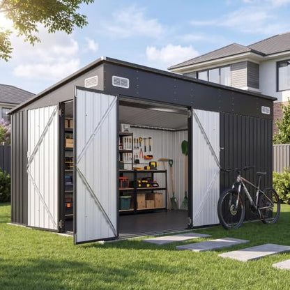 8'x10' Lean to Shed Metal Storage Shed with Floor