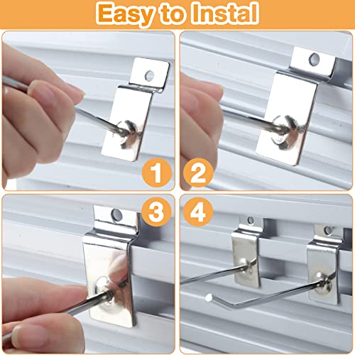 100 Pack Slatwall Hooks Silver Heavy Duty Slat Wall Hooks Metal Slatwall Accessories for Hanging Garage Retail Home Shop Display (100 Count)