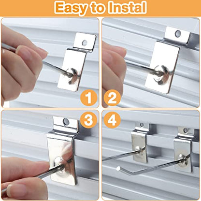 100 Pack Slatwall Hooks Silver Heavy Duty Slat Wall Hooks Metal Slatwall Accessories for Hanging Garage Retail Home Shop Display (100 Count)