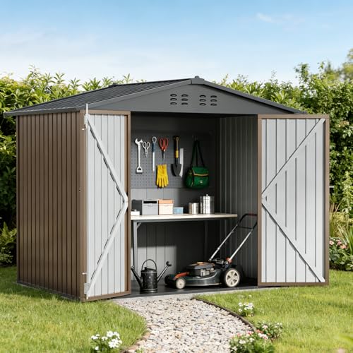 Shed Storage Outdoor Metal Windowed Lockable Weatherproof Ventilated Backyard Garden Utility Workshop