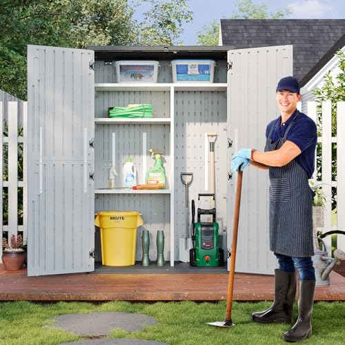 64 Cu.Ft Resin Storage Shed with Metal Shelving Kit & Floor