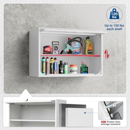 Metal Storage Cabinet White Wall Cabinets with Shelf and Locking Door
