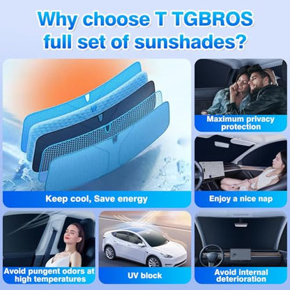Window Shades for Tesla Model Y Juniper 2025 2026 Windshield Side Rear Window Full Set Blackout Privacy Sunshades for Model Y Accessories Foldable Black Out Window Cover 8PCS (8 Count)