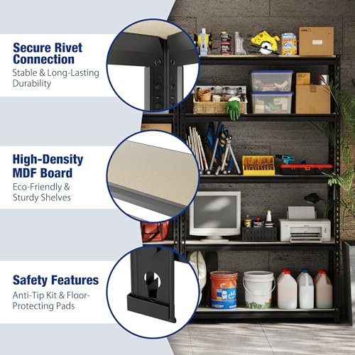 5 Tier Black Shelving with Board