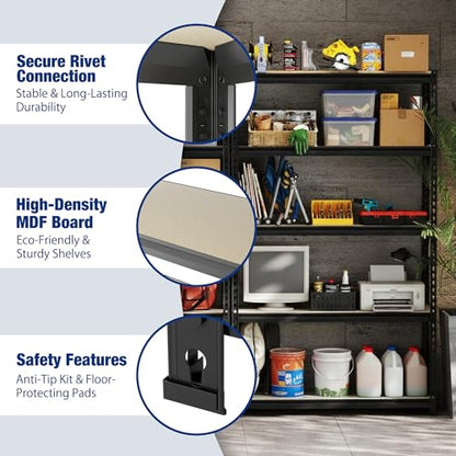 5 Tier Black Shelving with Board