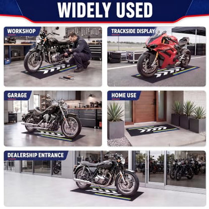 Motorcycle Mat Garage Floor Rug Washable Parking Mats for Garage Floors Non Slip Oil Absorbent Pad Rubber Backing Layer Protects Floor