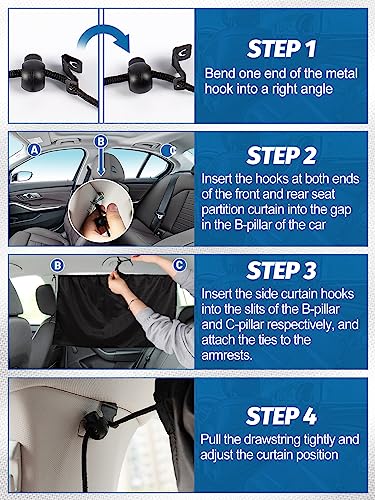 Set of 3 Car Privacy Curtain (3 Count)