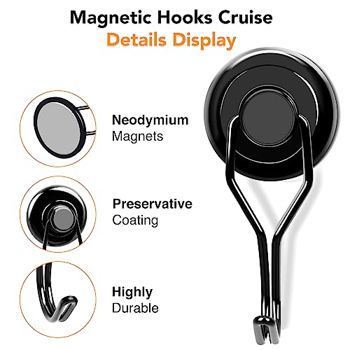 Magnetic Hooks 6 Pack 120Lbs Heavy Duty Neodymium Magnet Hook