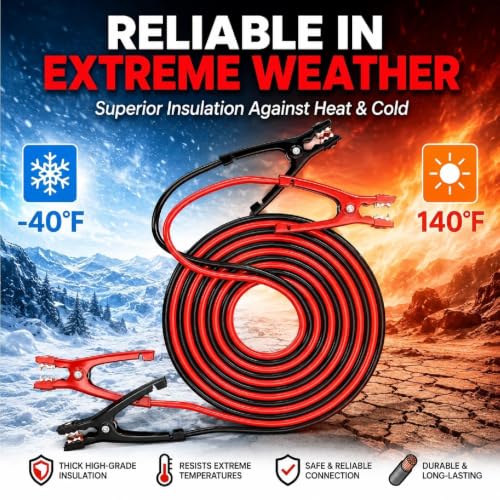8 Gauge 12 Feet Jumper Cables for Car (12 Foot)
