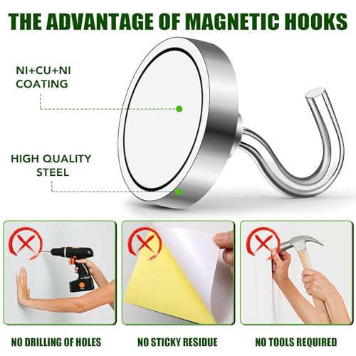 Magnetic Hooks 170lbs Strong Magnets Hook 18 Pack