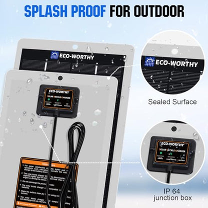 2.5W Solar Car Battery Charger Maintainer 12V Waterproof Solar Panel Portable Solar Trickle Charger for Car Truck Boat Lawn Mower RV Trailer Tractor Utility Vehicle Battery