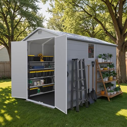 6X10 FT Plastic Outdoor Storage Shed with Floor
