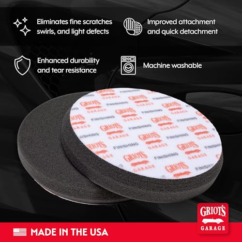 6.5" Black Foam Finishing Pads for Car Polishing and Detailing (2 Count)
