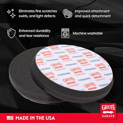 6.5" Black Foam Finishing Pads for Car Polishing and Detailing (2 Count)