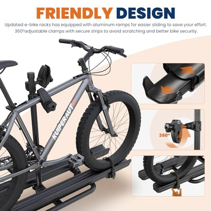 Aluminum 2 EBikes Rack Foldable 2'' Hitch Mounted Carrier Racks w