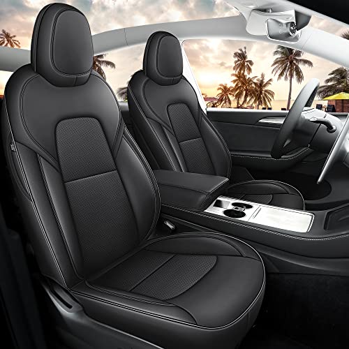 for Tesla Model Y Seat Covers Custom Fit Leather Seat Cover Black