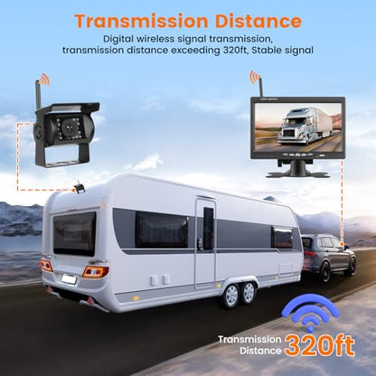 Wireless 1080P Car Rear View Camera Kit 7 Inch Monitor Screen 12