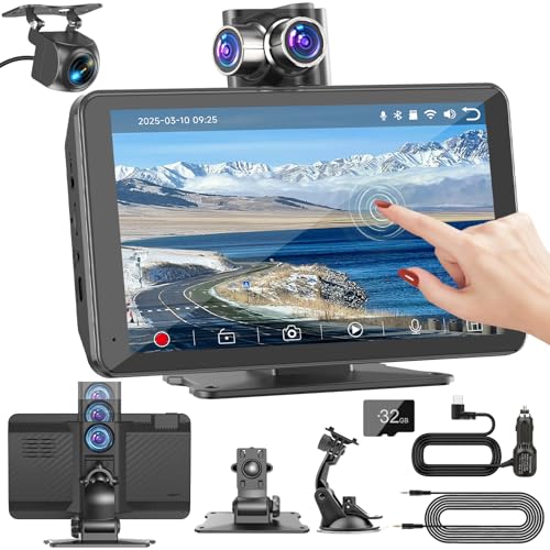 7" Portable Car Screen with Dual Dash Cam