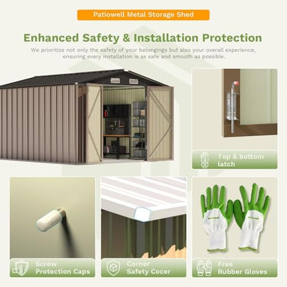 10x12 FT Outdoor Storage Shed with Floor Frame