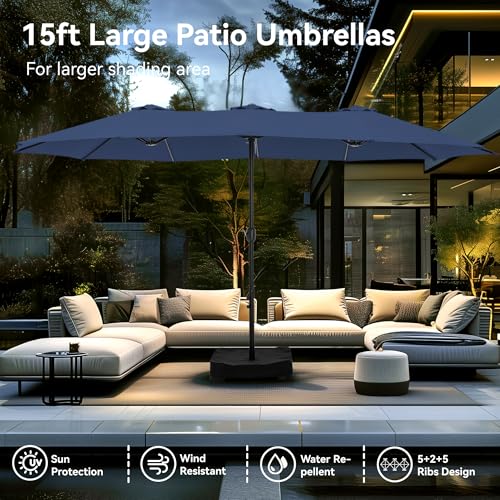 15ft Large Outdoor Patio Umbrella with Base Included
