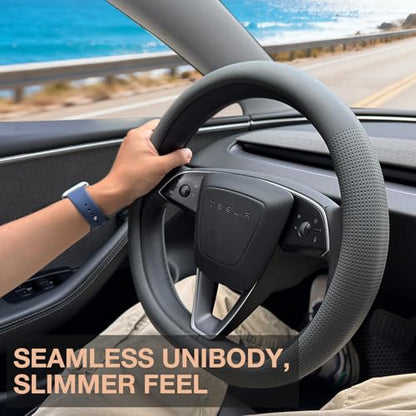 Nappa Leather Steering Wheel Cover for Tesla Model Y