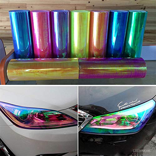 LED LIGHT 12 by 48 inches Self Adhesive Shiny Chameleon Headlights Tail Lights Fog Lights Films