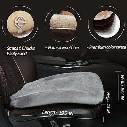 Genuine Sheepskin Car Seat Cushion Seat Covers for Cars Trucks SUV Comfort Seat Protector Pad for Car Driver Seat Car Accessories for Women Office Chair Car Decor (2 个)