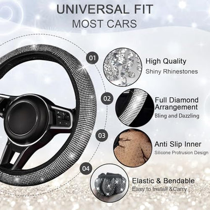 Bling Car Floor Mats Full Set and Steering Wheel Cover