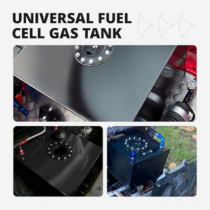 1 Gallon Fuel Cell Gas Tank Aluminum with Cap Street Drift Black