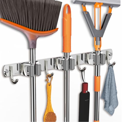 2 Pack Mop and Broom Holder Wall Mount (2 Count)