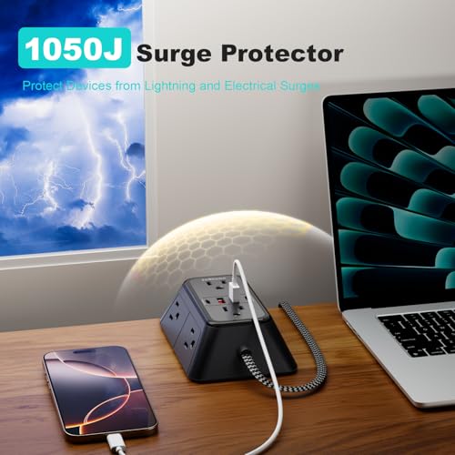 Surge Protector Power Strip with 6 Widely AC Outlets 4 USB Ports