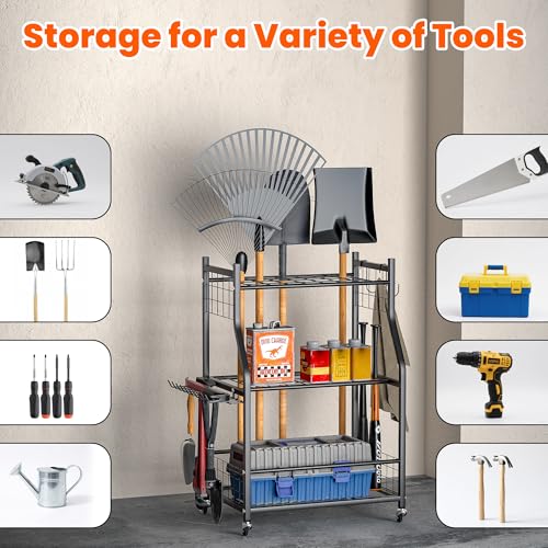 Garden Tool Organizer Yard Storage Stand for Garage w