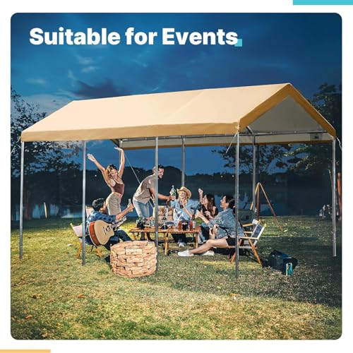 Carport Replacement Canopy Cover for Car Tent Top Garage Shelter Cover Tarp with Ball Bungees