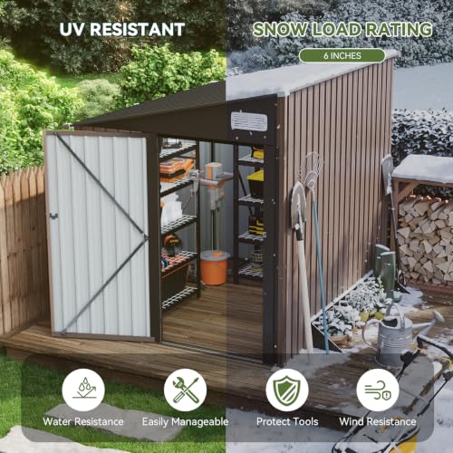 6x8 FT Lean to Metal Storage Shed