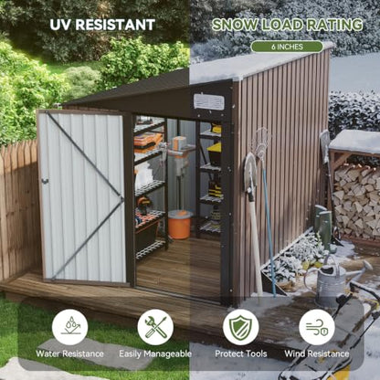 6x8 FT Lean to Metal Storage Shed